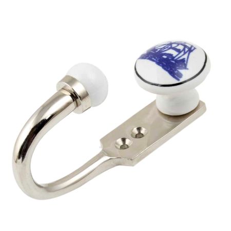 Blue Yatch Ceramic Floral Hook